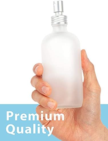 יוביטוס 8 עוז זכוכית שקופה חלבית בקבוק עגול בוסטון עם כסף מט מתכת אלומיניום תרסיס ערפל דק למילוי חוזר מיכלי אחסון