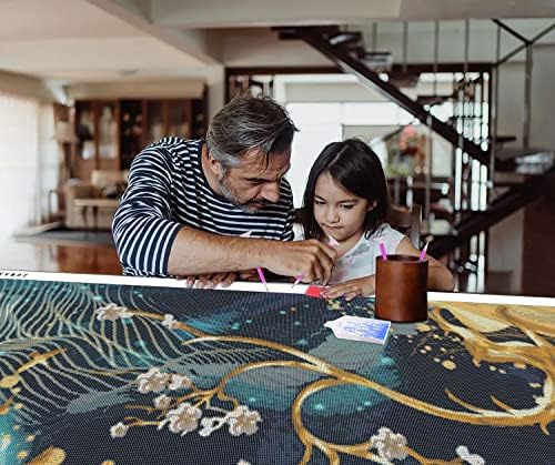 ZGMAXCL 5D DIY ערכות ציור יהלומים למבוגרים וילדים מקדחה מלאה צבי עגול וגביש עץ בגודל גדול עיצוב בית מתנות לסלון 59.1 x 23.6