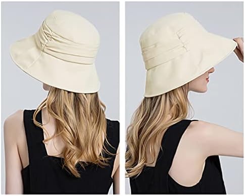 דוקילה כובע דלי קפלים מסוגננים לנשים כותנה רגילה כותנה קלה דייגים כובעי שמש מתקפלים