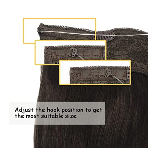 גו גו צרור חוט + קליפ שיער טבעי הרחבות 14 אינץ רמי שיער הרחבות אמיתי שיער טבעי, 2 כהה חום & מגבר; 1ב טבעי שחור