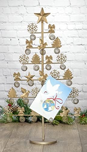 חברת רד. 27.5 גבוה דקורטיבי חג המולד עץ כרטיס & מגבר; תמונה מחזיק שולחן תצוגת מתלה קישוט ברונזה גימור
