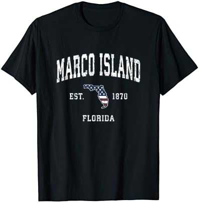 אי מרקו פלורידה FL וינטג 'וינטג' דגל אמריקאי עיצוב ספורט חולצת טריקו