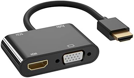 AORZ HDMI למתאם VGA HDMI, ממיר מפצל HDMI ל- HDMI כפול HDMI VGA CONVERTER （תצוגה כפולה בעת ובעונה אחת VGA ל- HDMI VGA מתאם