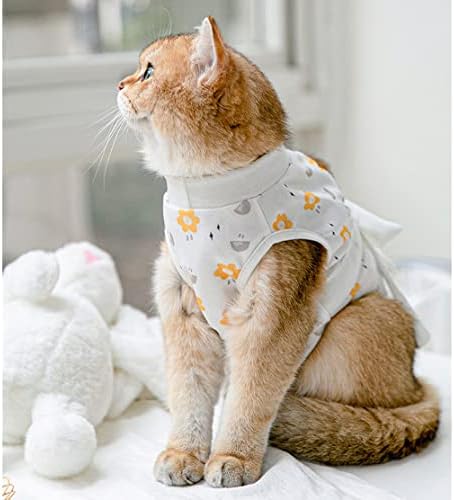 חתולים לאחר הניתוח חליפת פיג'מה - בגדי לחיות מחמד לחתול נושם חליפת התאוששות כירורגית לפצעי בטן כירורגיים - תחליף