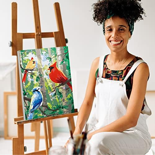 צבע נוברלי לפי מספר למבוגרים מתחילים צבע DIY על ידי ערכות מספרים על ערכת ציור ציפורים של בד צביעה בצבע עם מברשות