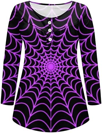 אקליאן ליל כל הקדושים תלבושות עבור נשים עכביש הדפסת אופנה חולצות ארוך שרוול עגול צוואר טוניקת רופף בתוספת גודל
