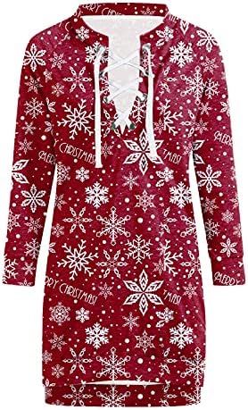 שמלות חג מולד לנשים פלוס גודל V צוואר V יין אדום שמלה מזדמנת שמלה בתוספת גודל שמלת מסיבת קוקטיילים מפוצלת