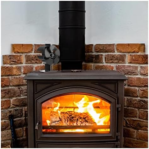שיזם 5 להבי חום מופעל תנור מאוורר שחור אח יומן עץ צורב שקט בית אח מאוורר יעיל חום הפצה