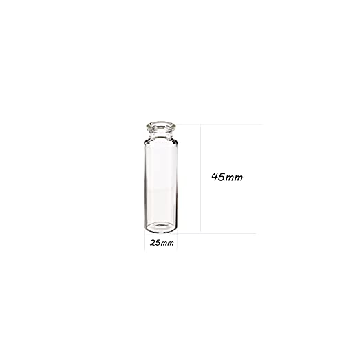 חבילת בקבוקוני מדגם 10 מיליליטר של 154 יח' - 24 על 45 מ מ זכוכית שקופה בקבוקי מדגם ראש תחתון, טיפול משטח משופשף