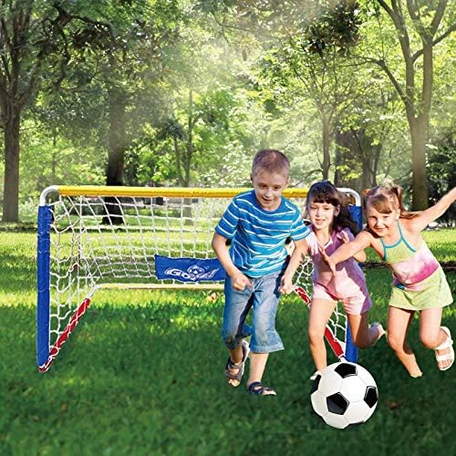 נייד ברזל כדורגל מטרות קשה מסגרות סט עם משאבת כדורגל, ילדים בפועל כדורגל יעד נטו לחצר אחורית פרק או אימון כדורגל המטרה