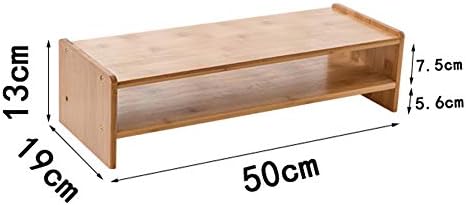 אוניברסלי עץ צג עומד מארגן שולחן עם מגירה, צוואר הגנת צג סטנד, 2 שכבות צג סטנד עבור מחשב נייד שולחן-