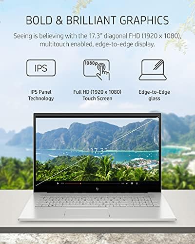 HP Envy 17 מחשב נייד, Gen 11th Intel Core i7-1165G7, 12 GB RAM, 1 TB SATA כונן קשיח & 256 GB SSD Storage, 17.3 אינץ