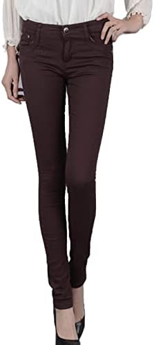 נשים גבוהה מותן למתוח סקיני ג 'ינס מזדמן מוצק צבע רזה בכושר עיפרון ג' ינס הרזיה התחת מעלית ג ' ינס מכנסיים
