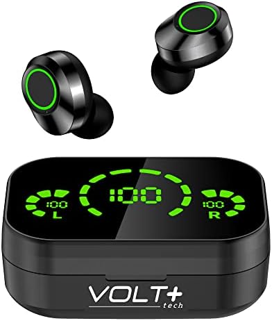 Volt Plus Tech Wireless V5.3 LED Pro אוזניות אוזניים התואמות ל- OPPO R1X IPX3 Bluetooth מים ומי זיעה/הפחתת רעש & Quad Mic