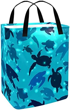 צבי ים באוקיינוס הדפס סל כביסה מתקפל, סלי כביסה עמידים למים 60 ליטר אחסון צעצועי כביסה לחדר שינה בחדר האמבטיה