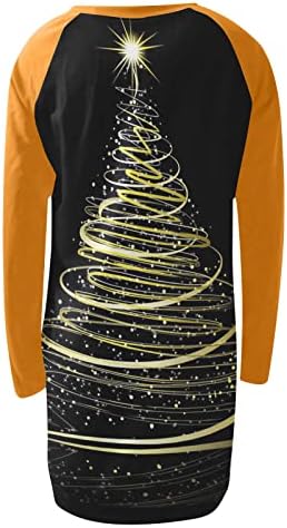 Ruziyoog נשים חג המולד שמלות סווטשירט שמלות שרוול ארוך צוות צוואר סוודר שמלת טוניקה 2022 שמלת הדפס גרפי של אופנה