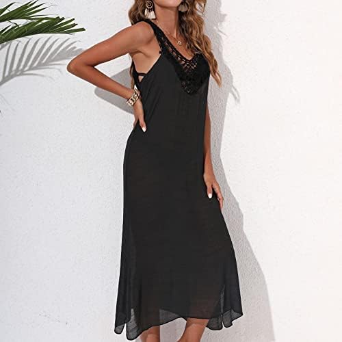 WPOUMV שמלות חוף קיץ לנשים אופנה סקסית V צוואר שמלה ללא גב אחורי