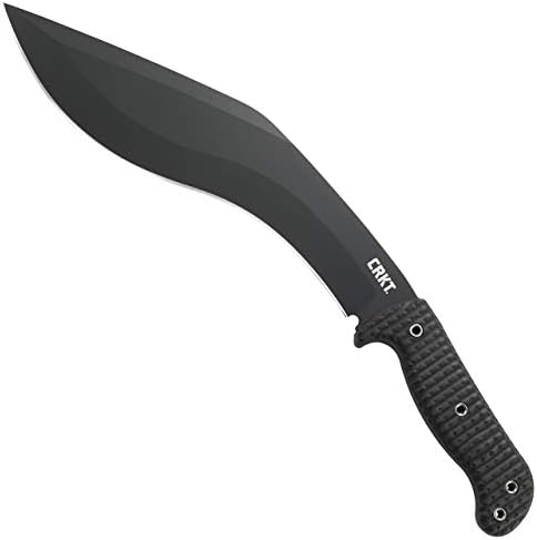 CRKT KUK סכין להב קבוע: סכין מפלדת פחמן עם טאנג קוקרי מלא להב מחודש, ידית מעוצבת הזרקה ונדן פוליאסטר 2742