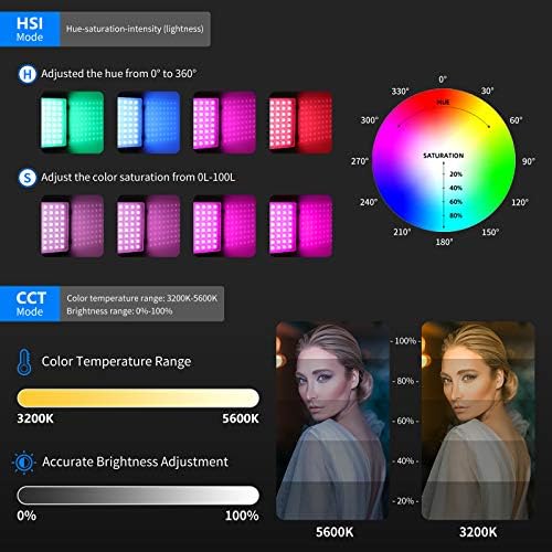 Neewer RGB190 על אור וידאו מצלמה עם סוללה ומטען של 2600mAh, 360 ° צבע מלא/3200K ~ 5600K/CRI97+/9 אפקטים של סצנה/פנל