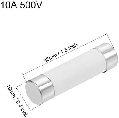 נתיכי מחסנית קרמיקה של UXCELL 10A 500V 10x38 ממ החלפת מכה מהירה למגבר אזעקה סטריאו נתיכי קרמיקה 20 יחידות