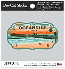 Die Cut Stigher Oceanside, קליפורניה, מזח, ציורי, מדבקה ויניל מתאר 1 עד 3 אינץ ', קטנה