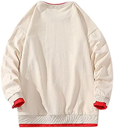 חולצות סוודר פשתן לגברים טלאים מזדמנים גבריים ללא מכסה המנוע מעל כתף שרוול שרוול ארוך כיס סווטשירט ללא מכסה