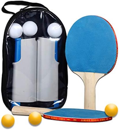 סט טניס שולחן נייד WLKQ, אביזרי פינג פונג כוללים נטו ופוסט נשלף, 2 משוטים, כדורי פינג פונג ומארז אחסון למשחק