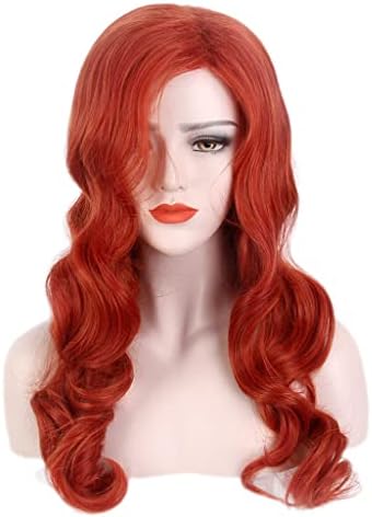 נשים סקסיות אירופאיות ואמריקאיות פאת כיסויי ראש באלכסון מחולק אדום מתולתל שיער גלים גדולים