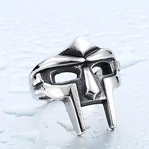 טבעת מסכת דום של HZXY MF, טבעת מסכת אבדון של 2 יחידות טבעת בסגנון גלדיאטור, טבעות מסכת פרעה, טבעת נירוסטה של ​​פאנק רטרו,