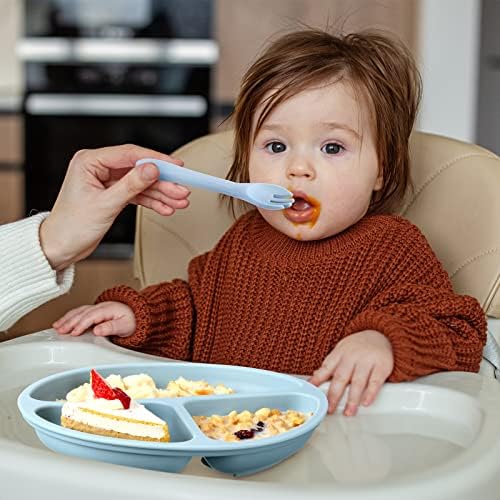 9 מארז יניקה צלחות סט עבור תינוק פעוט מזון כיתה סיליקון צלחות עם מכסים משלוח מחולק צלחת עם כפית מזלג ארוחת ערב צלחות לילדים