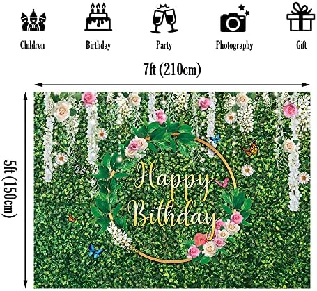 מקט 7 על 5 רגל ירוק דשא רקע שמח מסיבת יום הולדת רקע ירק קיר למסיבה רקע נשים בנות תינוק ילדים פוטושוט באנר קישוט