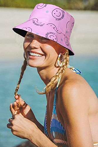 כובע דלי יותר גוש חיוך פנים כובע שמש כובע נשים כותנה כותנה הפיכה כובע חוף נופש חוף אריזת שמש הגנה על שמש כובע דיג
