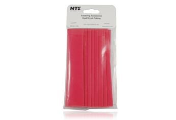 NTE Electronics 47-20906-R צינורות מכווץ חום, קיר דק, יחס כווץ 2: 1, קוטר 3/4 , אורך 6, אדום