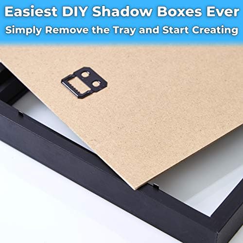 מסגרת קופסת צללים סופר-חמורה, אמיתית 8x10 מסגרת 3PK. תצוגות עץ קשה עם זכוכית אמיתית. Best Shadowbox כדי להציג