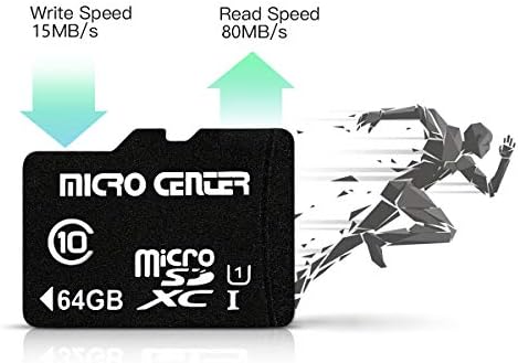 Micro Center 64GB Class 10 כרטיס זיכרון פלאש MicroSDXC עם מתאם לטלפון אחסון מכשירים ניידים, טאבלט, מזלט