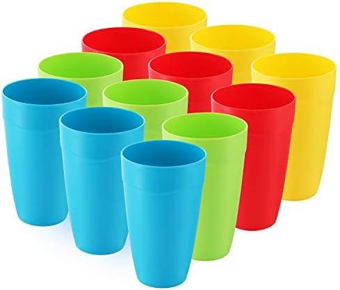 סט של 12 - כוסות ילדים - 15 גרם כוסות ילדים - כוסות פלסטיק לשימוש חוזר לילדים - מיקרוגל מדיח כלים בטוחים כוסות