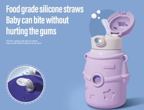 Litex Splash ספל הוכחה לילדים בגילאי 3-15 - 17oz BPA בחינם עם קש - ספל מבודד ואקום חמוד לשימוש מחדש - רצועת כוס