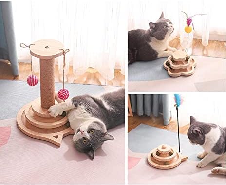 צעצוע חתול עץ מלא פטיפון עמיד בטיזר מנטה חתול עמיד 二 层 转盘 猫 抓柱