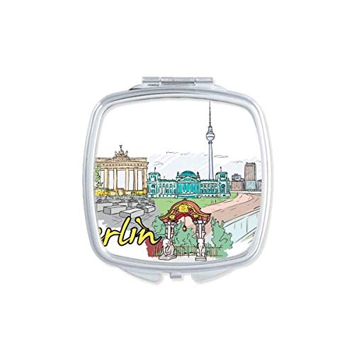 גרמניה ברלין לנדמרק ארכיטקטורת מראה נייד קומפקטי כיס איפור כפול צדדי זכוכית