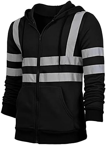 ADSSDQ קפוצ'ון נראות גבוה לגברים בטיחות רפלקטיבית סווטשירט סוודר סוודר פלוס גודל עם תחתית שחורה
