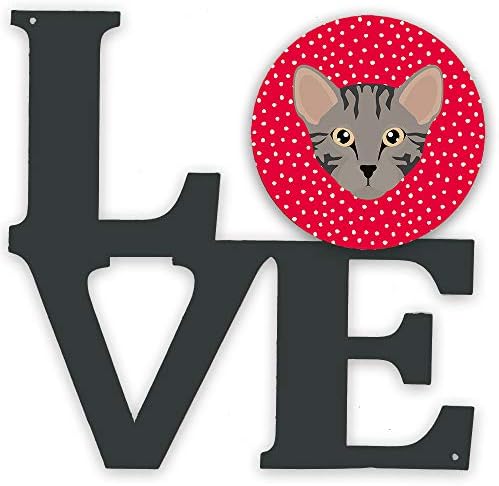 אוצרות של קרוליין 5156 וולו ספארי חתול אהבה מתכת קיר יצירות אמנות אהבה, אדום,