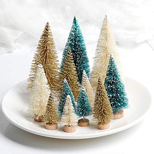 יאלולו 8 יחידות מיני סיסל סיבי שלג כפור עצי חג המולד עץ כפור קטן אורן עץ עשה זאת בעצמך מלאכת שולחן עצי חג המולד