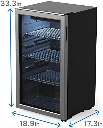 מקרר משקאות HomeLabs ומקרר - 120 יכול מיני מקרר עם דלת זכוכית לבירה סודה או יין - מכונת מתקן משקאות קטנים למשרד או לבר עם