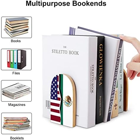 אמריקאי ומקסיקני דגל עץ ספר מסתיים דקורטיבי ספר מחזיקי למדפים כבד ספר סטנד עם מודפס דפוס