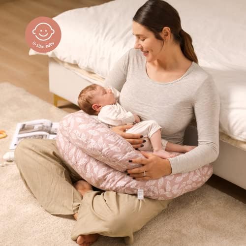 כרית הנקה חמימה ורוד והחלפה ציפית, מקורי בתוספת גודל הנקה כריות עבור יותר תמיכה עבור אמא ותינוק, עם רצועת המותניים מתכווננת