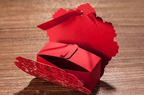 Zorpia® 50 PCS מסיבת חתונה קישוט מקלחת כלה לטובת קופסאות ממתקים עם סרטים לייזר חתוך סינית אדומה חלול מגולף קופסאות חידוש
