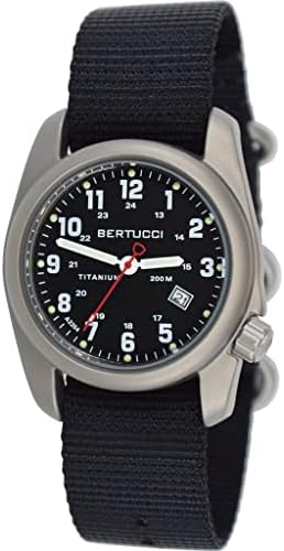 ברטוצ 'י א-2 ט שעון קלאסי מקורי / רצועת ניילון שחורה / טכנולוגיה סופר זוהרת שוויצרית / מיזוג חדשנות צבאית וטיטניום וינטאג'