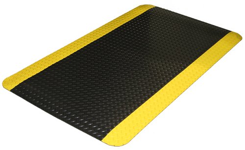 תאגיד עמיד-442ס 35בקי ויניל יהלום-דק ספוג שטיח רצפה תעשייתי נגד ניתוק, 3 'על 5' , שחור עם גבול צהוב