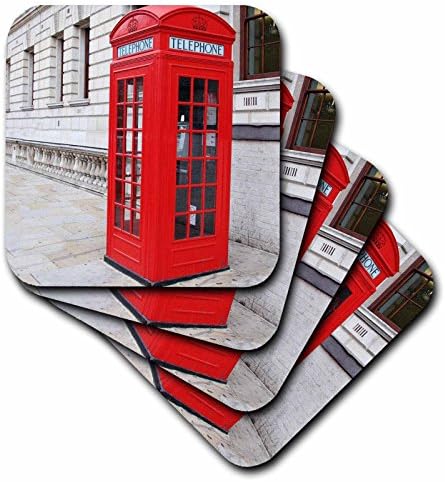 3DROSE CST_56177_3 דוכני הטלפון האדומים המפורסמים בלונדון תחתיות אריחי קרמיקה, סט של 4