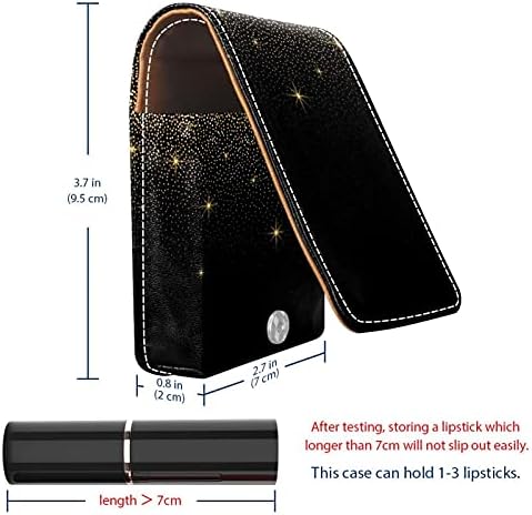 כוכב שחור גלוס מחזיק שפתון מקרה נייד איפור תיק נסיעות שפתון ארגונית מקרה עם מראה מיני שפתון תיבת אחסון עבור נשים